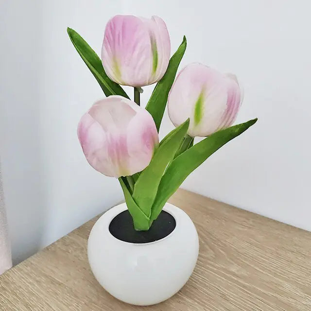 LED Simulation Tulip Flower Pot Lamp Indoor Decorative Table Lamp Tulip Flower Pot Ambient Night Light Home Decoration